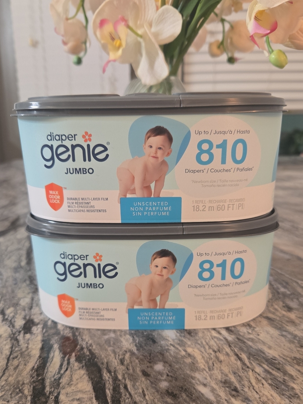 Diaper Genie Jumbo Refill - Unscented (Light Blue) - 810 Diapers(2 Boxes)